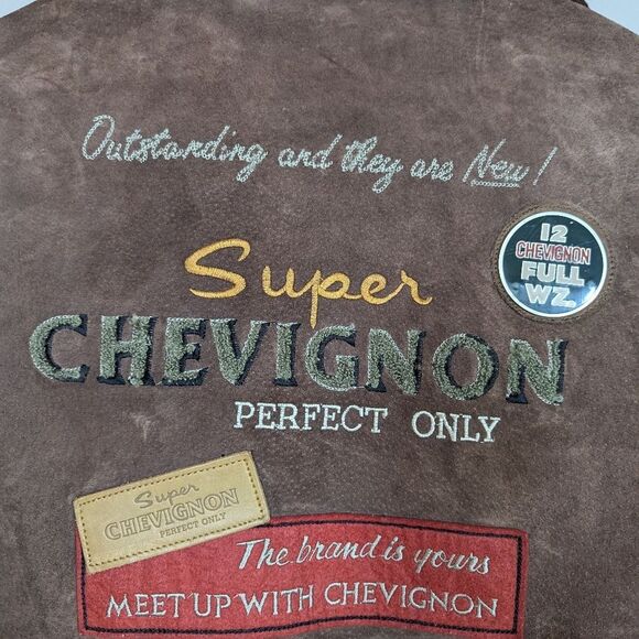 Vintage Chevignon Suede & Denim Jacket XXL – Embroidered Logo, Rare 80s/90s - Picture 12 of 15